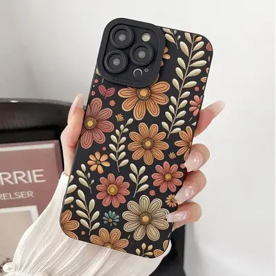 Vintage Flower Pattern Phone Case, Decorative Phone Protector Cover, Shockproof Mobile Phone Protective Cover for iPhone Ser...