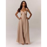 Ruched Bust Extreme Wide Leg Jumpsuit Summer Vacation