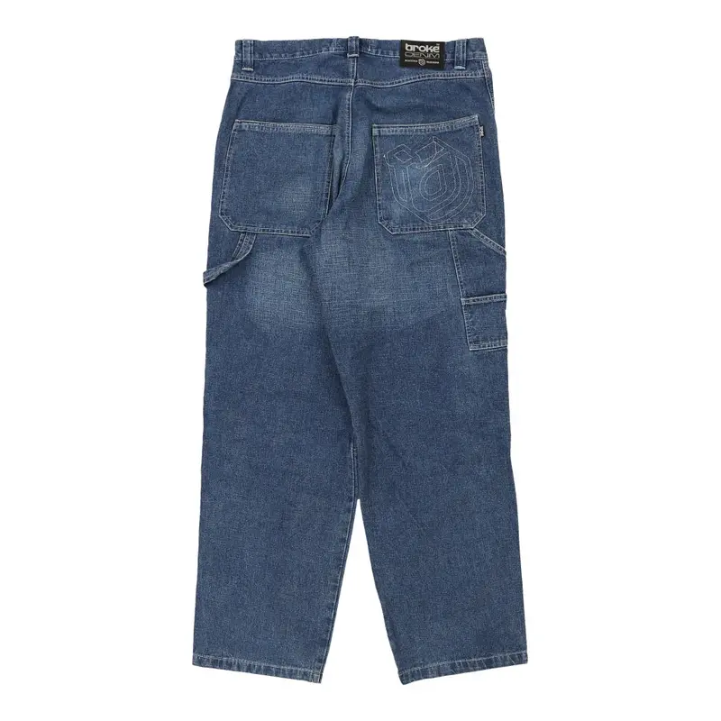 Broke Denim Carpenter Trousers - 35W 32L Blue Cotton