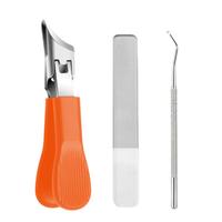 Nail Clipper Set – Extra Wide Jaw & Curved Tips | Complete Care with Cuticle Tool + File + Splash Guard (Premium Stainless ...