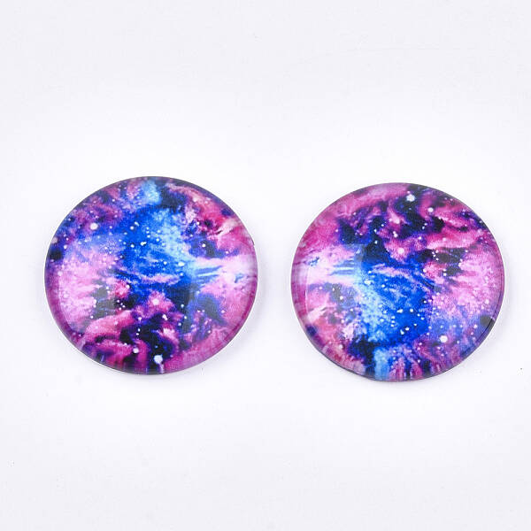 Starry Sky Pattern Printed Glass Cabochons