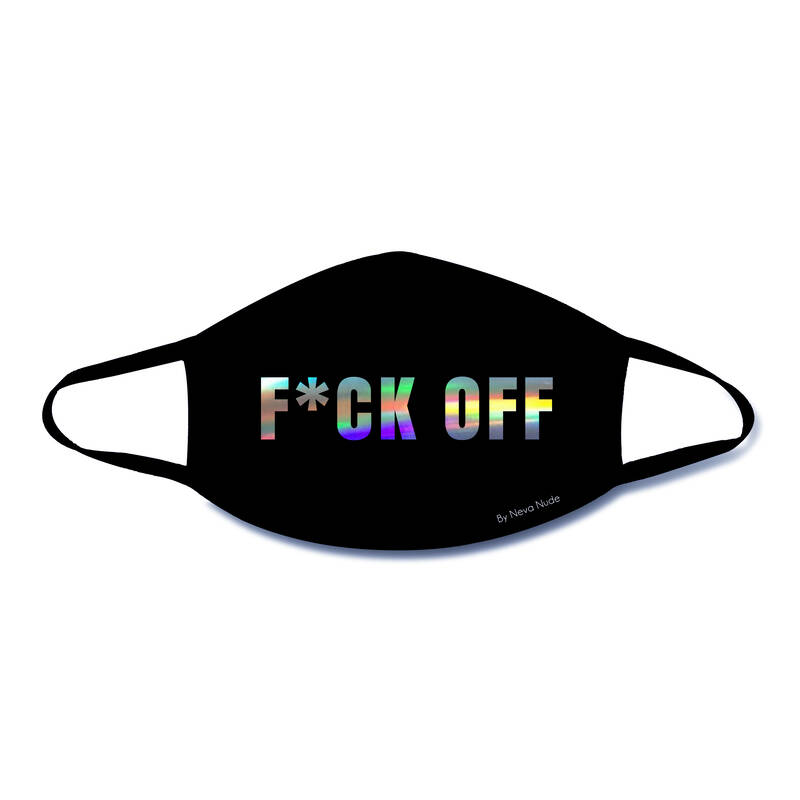 F*Ck Off Holographic Text Face Mask With Black Trim