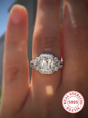 925 Sterling Silver Luxury Artificial Zircon Decorated Ring, Gorgeous Fashion Ring Jewelry for Women, Elegant Accessories for...