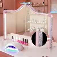 Modofo Half Moon Nail Tech Lamp, 33 In Foldable Half Moon Light  with Phone Holder,2700-6500K Brightness Adjustable LED Nail ...