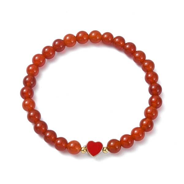 Natural Carnelian Round Beaded Stretch Bracelets