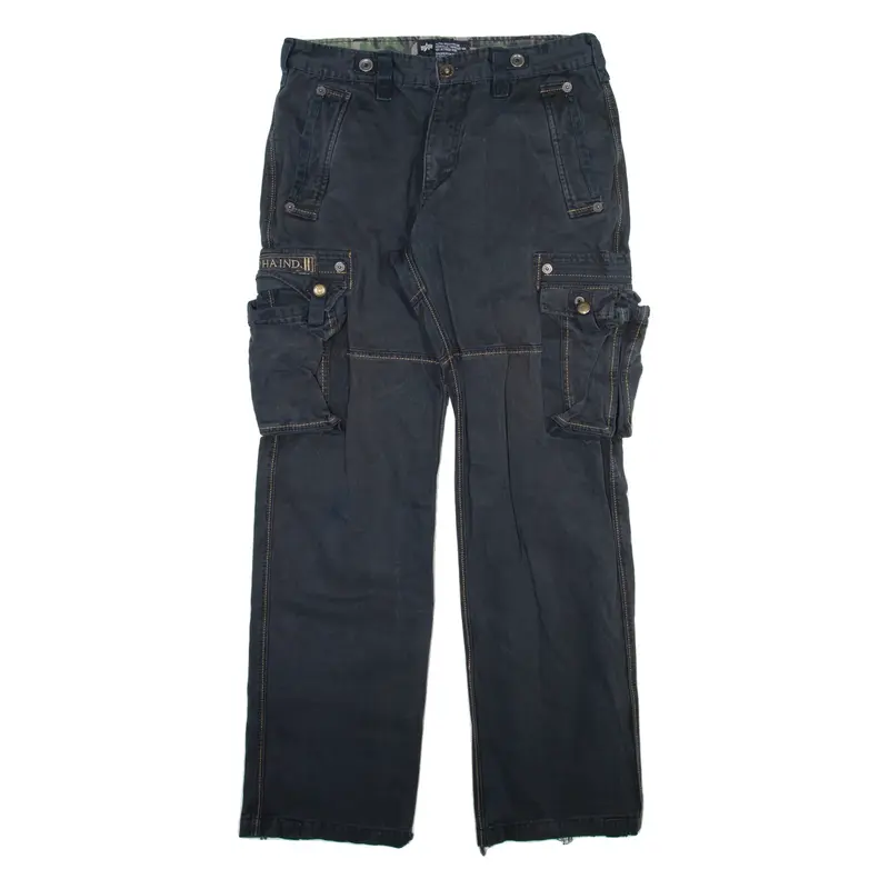 ALPHA INDUSTRIES Mens Trousers Grey Relaxed Straight W32 L32