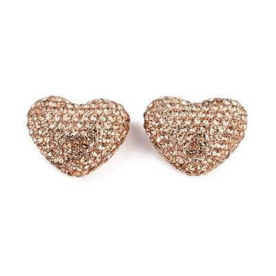 Heart Shaped Polymer Clay Rhinestone Beads