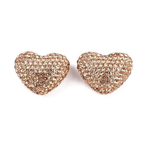 Heart Shaped Polymer Clay Rhinestone Beads