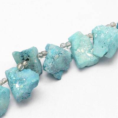 Electroplated Natural Agate Bead Strands
