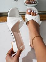 Women's Fashionable Solid Color Square Toe Slingback Sandals, Classy Sandals, Fancy Sandals, Elegant Mid Heel Sandals for Par...