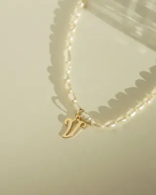 Quincy Initial Necklace | Metal Color: Gold | Style: V