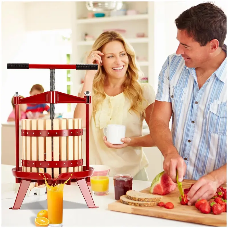 Garvee Fruit Wine Press 4.75 Gal/18L, Wood Steel Fruit Wine Press with 1 Pack Filter Bag, Traditional Juicer Manual T-Handle ...