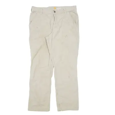 CARHARTT Workwear Trousers Cream Relaxed Straight Mens W36 L32