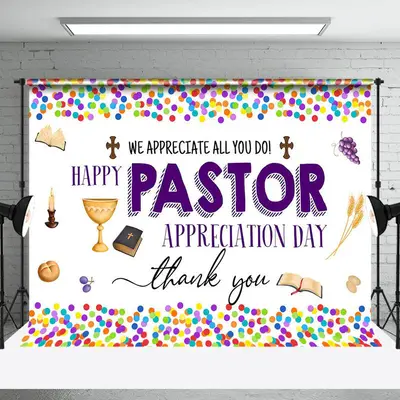 Colorful Dot Happy Pastor Appreciation Day Backdrop