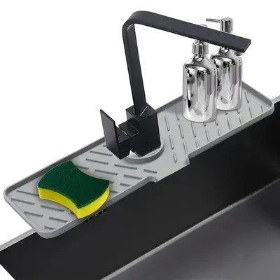 Silicone Faucet Mat, 1 Count Waterproof Non-slip Faucet Water Drip Catcher, Splash-proof Mat, Kitchen Sink Accessories, Summe...