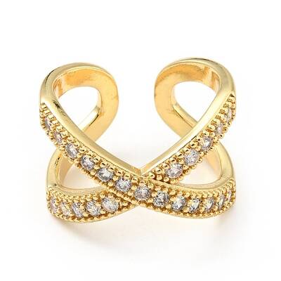 Cubic Zirconia Criss Cross Open Cuff Ring