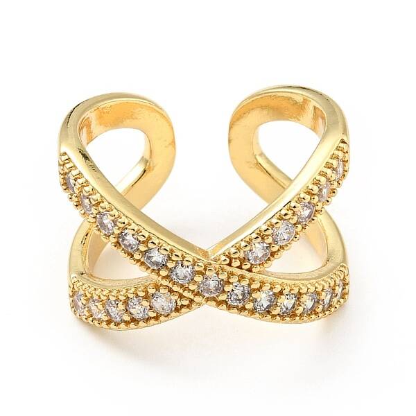 Cubic Zirconia Criss Cross Open Cuff Ring