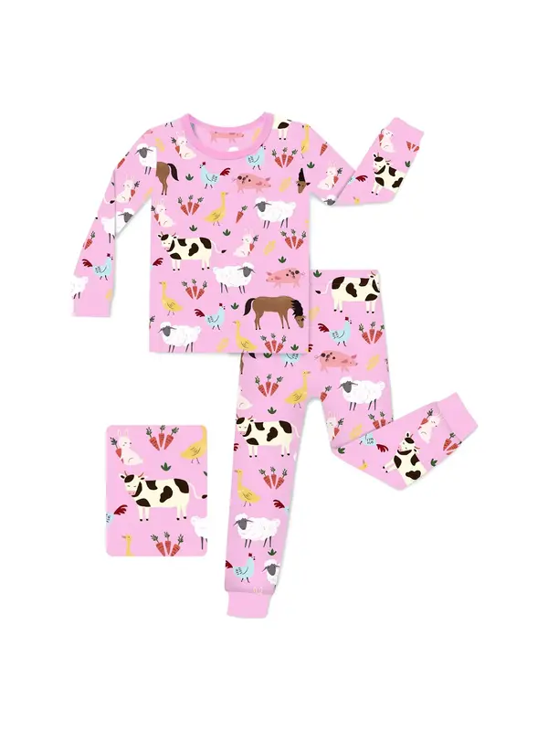 babee Reshinee Bamboo Toddler Girls Kids Pajamas, Temp-sensing Tagless Sensitive skin Nightwear, Snug-fit long sleeve Sleepwe...
