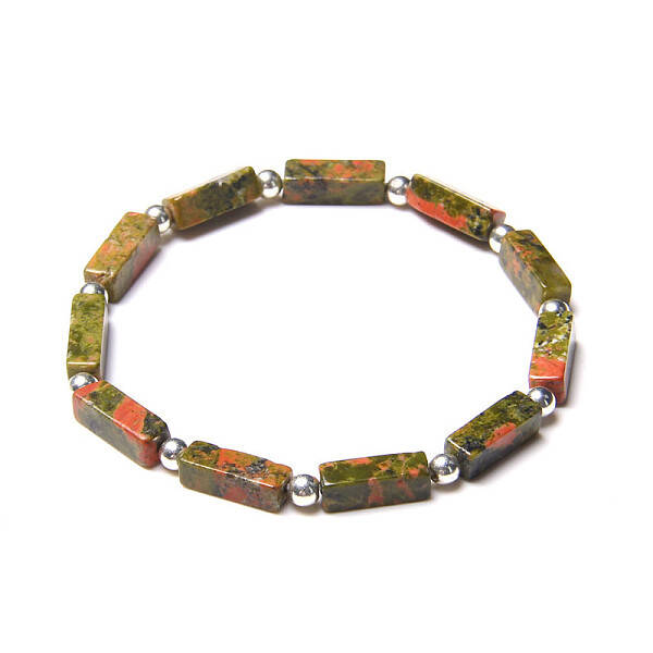 Natural Unakite Beads Stretch Bracelets for Men