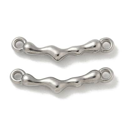 304 Stainless Steel Curved Textured Stick Connector Charms