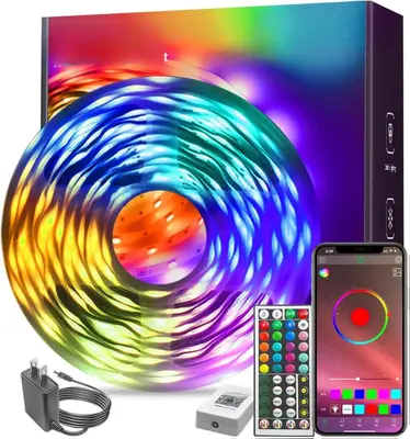 100ft Led Strip Lights RGB Music Sync Color Changing Bluetooth Led Lights with Smart App Control Remote Led Lights for Bedroo...
