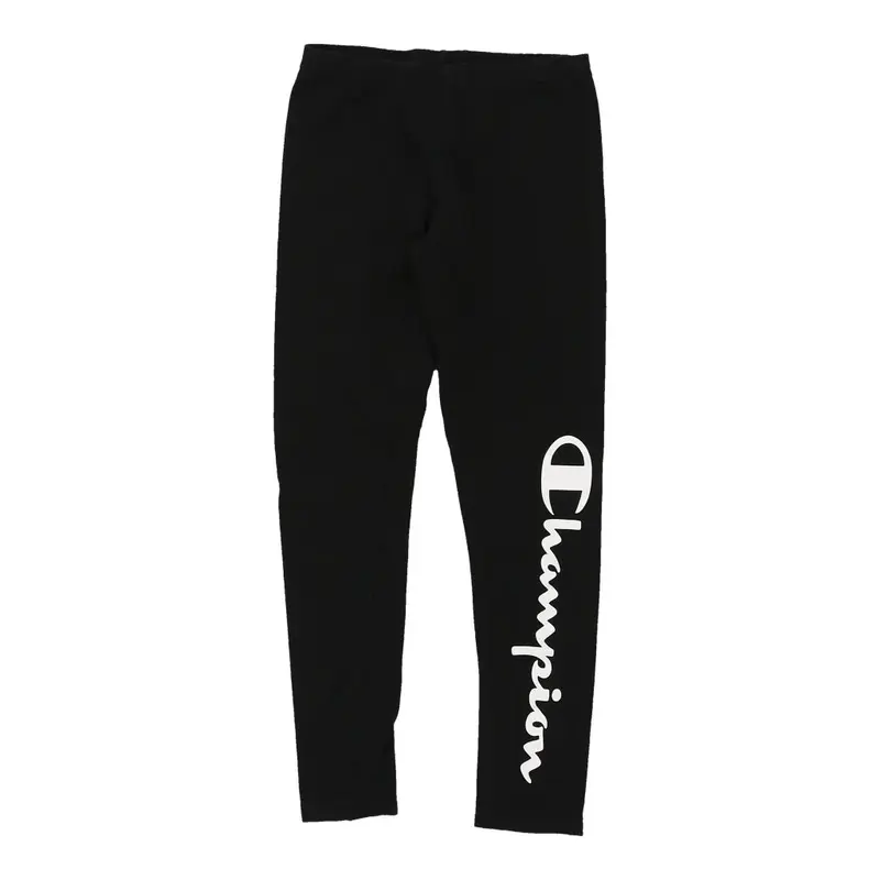 Age 11-12 Champion Spellout Leggings - Large Black Cotton