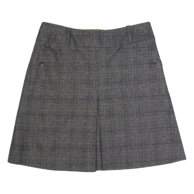 LAURA ASHLEY Womens Pleated Skirt Brown Knee Length Wool Check UK 12
