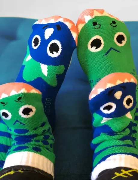 T-REX & TRICERATOPS MATCHY MISMATCHY SOCKS SET | 2nd Pair: ADULT SMALL | 1st Pair: ADULT SMALL