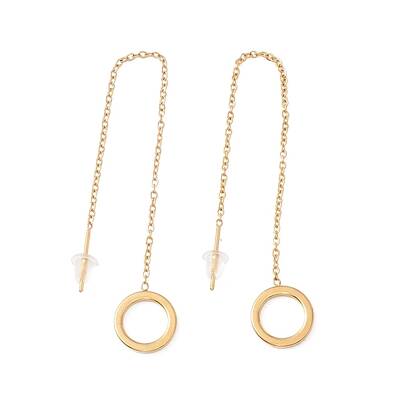 Long Chain with Open Ring Dangle Stud Earrings
