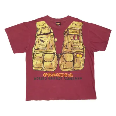 TSI Grandpa World's Best Fisherman Mens T-Shirt Maroon L