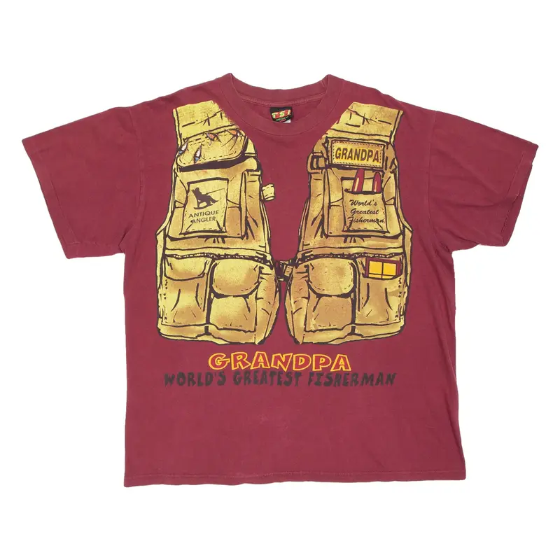 TSI Grandpa World's Best Fisherman Mens T-Shirt Maroon L
