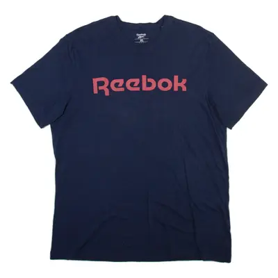 REEBOK Mens T-Shirt Blue Crew Neck XL