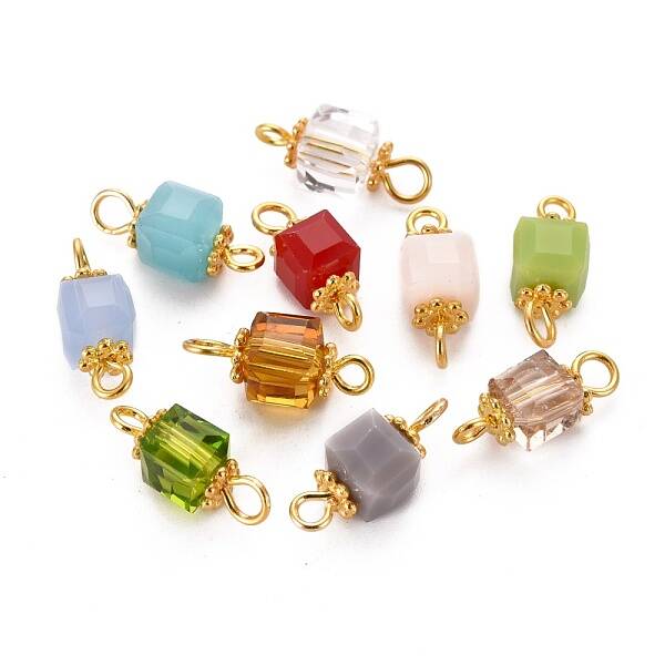 Faceted Cube Transparent Glass Links Connectors
