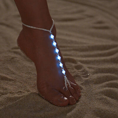 Luminous Resin Round Beaded with Glass Seed Beaded Anklets