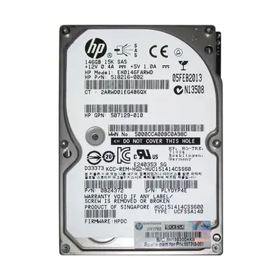 518216-002 HP 146GB 6Gb/s SAS 15000 2.5-inch Hard Drive