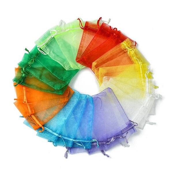 48Pcs 8 Colors Organza Bags Jewellery Storage Pouches Party Wedding Favour Gift Bags