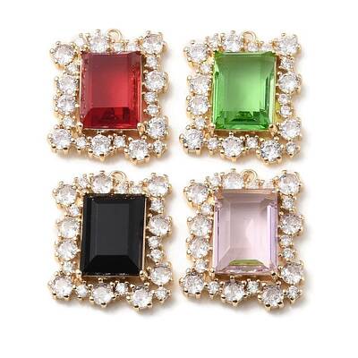 Brass with K9 Glass & Rhinestone Pendants