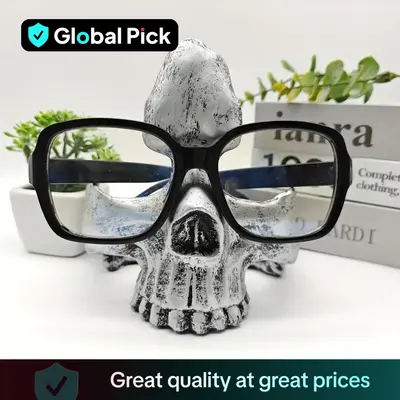 Room Decor Skull Design Eyeglasses Holder without Glasses, 1 Count Creative Resin Figurine Desktop Storage Tray, Home Decorat...