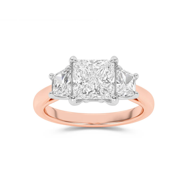 Amara Chand Lab Grown Princess Cut Diamond Engagement Ring | 10K Rose Gold 4 1/4 CT. TW.