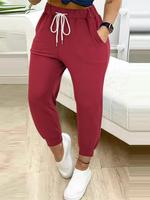 Women's Plai Jogger Pants, Comfort Womenswear for Lady, Casual High Waist Trousers for Daily Wear, Ladies Bottoms for All Sea...