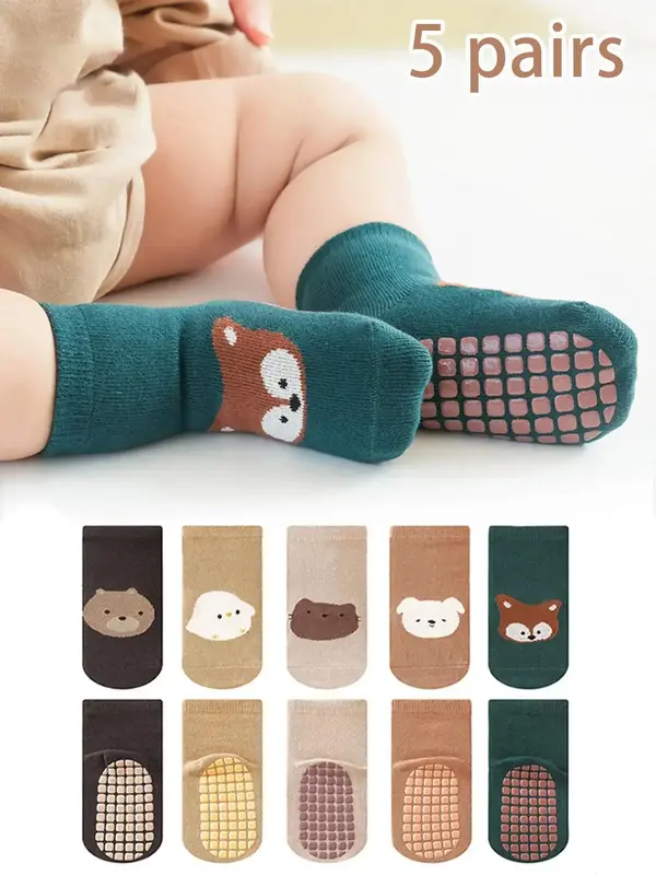 Baby's Cartoon Animal Print Non-slip Socks, Cute Comfy Breathable Socks for Baby Boys & Girls, Newborn Infant Kids Socks for ...