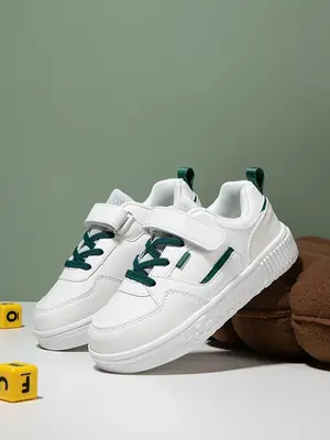 Boys' Casual Patchwork Low Top Velcro Sneakers, Lightweight Breathable Comfortable Sports Running Shoes for Daily Wear, Velcr...