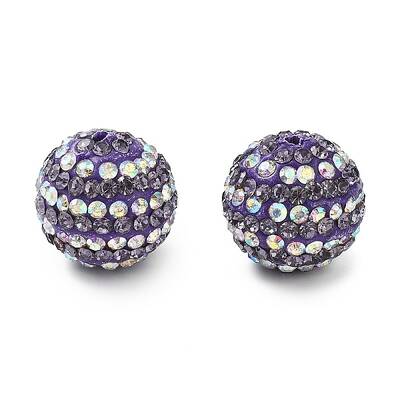 Stripe Pattern Polymer Clay Rhinestone Beads