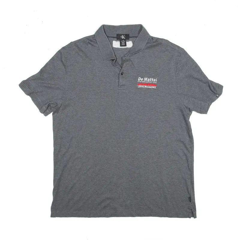 CALVIN KLEIN Polo Shirt Grey Short Sleeve Mens L