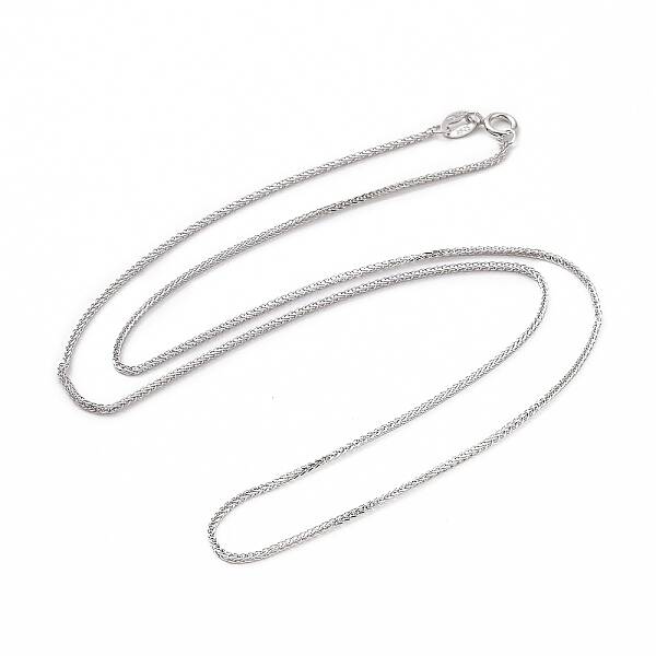 Anti-Tarnish Rhodium Plated 925 Sterling Silver Wheat Chains Necklace for Women