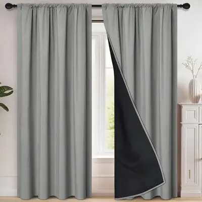 Blackout Curtains Easy Install, Bedroom Balcony Home Use Thin Curtain, Effective Heat Insulation Noise Reduction, 1 Piece