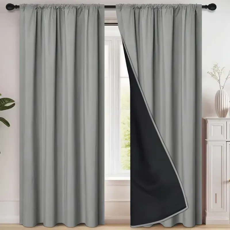 Blackout Curtains Easy Install, Bedroom Balcony Home Use Thin Curtain, Effective Heat Insulation Noise Reduction, 1 Piece