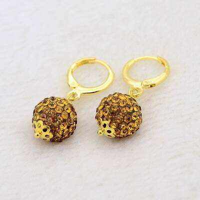 Dangling Round Ball Resin Rhinestone Earrings
