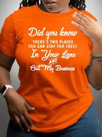 【Plus Size】Letter Print Round Neck Tee, Fashion Casual Crew Neck Short Sleeve T-Shirt for Daily Outdoor Wear, Women Plus ...