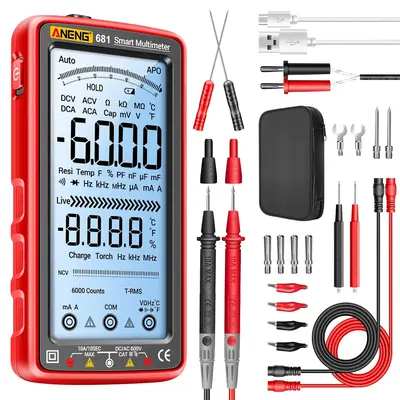 Digital Multimeter Tester Auto-Ranging TRMS 6000 Counts Voltmeter Smart Rechargeable Meter Measures AC/DC Current,NCV,Voltage...